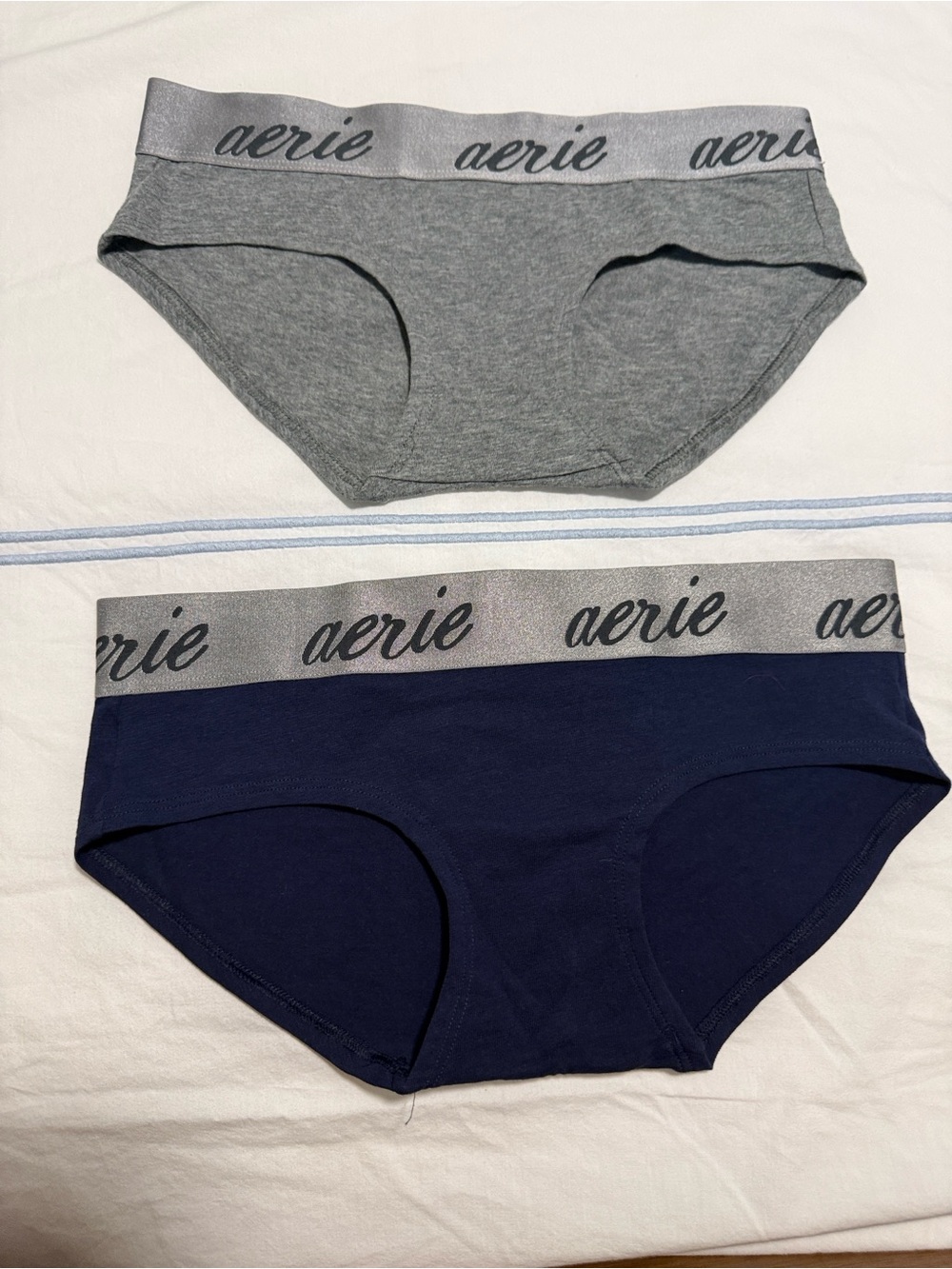 aerie Hipster Panty Pair - Gray & Navy, NWT 2 pair S